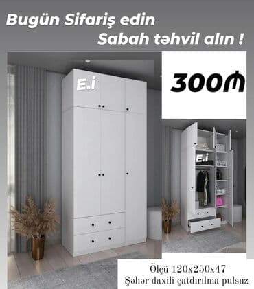 Dolablar: Açılan, 6 qapı Düz dolab, Qarderob, paltar dolabı — 1