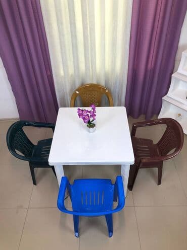 раскладной стол: Yeni, Kvadrat masa, 4 stul, Açılmayan, Stullar ilə, Plastik, Azərbaycan — 4