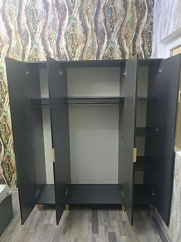 qapi islenmis: Yeni, 4 qapılı, Güzgülü, Qara, Digər material, Açılan, Düz dolab — 5