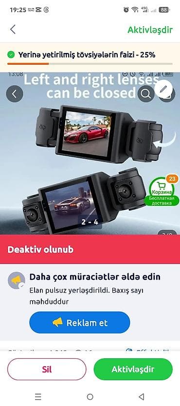 4 kanallı avtomobil DVR kamera sistemi - Ön/arxa/sol/sağ çəkiliş