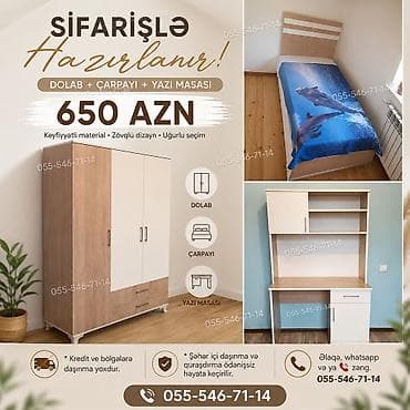 dolab termo: Oğlan və qız üçün, Yeni, Təknəfərlik çarpayı, Yazı masası, Dolab — 1