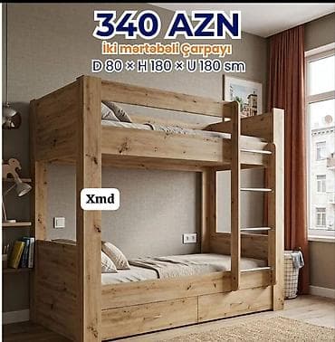 demir seyf qapi: İki mərtəbəli çarpayı - Ölçülər: D 80 × H 180 × U 180 sm - — 2