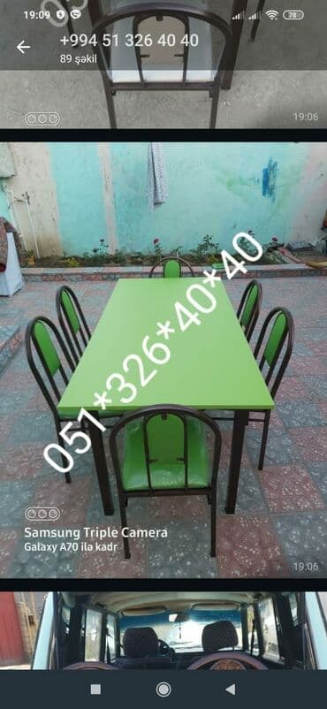 Masa və oturacaq dəstləri: Qonaq otağı üçün, Yeni, Açılan, Kvadrat masa, 4 stul — 4