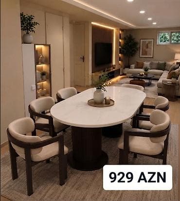 stol ustul: Qonaq otağı üçün, Yeni, Açılmayan, Oval masa, 6 stul — 1
