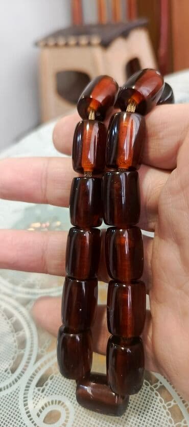 minalı bijuteriyalar: Kehreba tesbeh - Material: sixma kehreba - Forma: Hər boncuk fıçıvari — 4