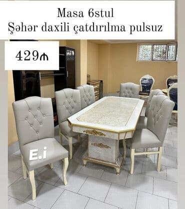 Qonaq otağı üçün, Açılmayan, Dördbucaq masa, 6 stul