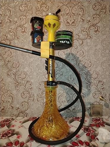 sensibilite passion parfum: Nargilə dəsti – şlanqlı, stəkanlı, tam yığım - Sarı-qızılı şüşə — 2