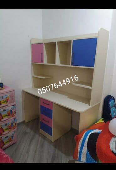 детская парта со стульчиком: Для девочки и мальчика, Новый, С выдвижными ящиками, Письменный стол, Без стульев — 2