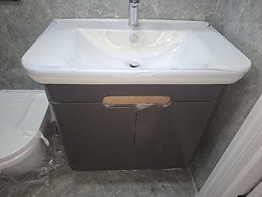 hamam şkaflari: Hamam üçün lavabo və dolab dəsti - İnteqrə edilmiş keramik/quartz — 2