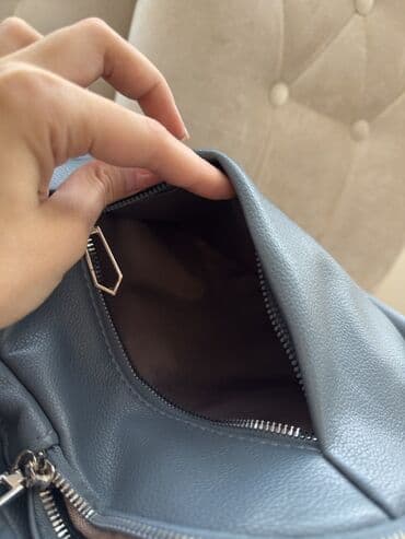 сумка на плечо: Mavi rəngli şəhər tipli bel çantası - Material: yumşaq teksturalı — 8