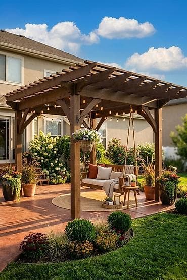 ataturk ciceyi: Açıq hava üçün taxta pergola - Material: keyfiyyətli, təbii ağac; — 2