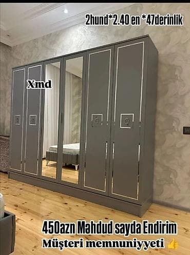 Yeni, 6 qapı, Güzgülü, Boz, Digər material, Açılan, Düz dolab lalafo.az -da Yeni, 6 qapı, Güzgülü, Boz, Digər material, Açılan, Düz dolab