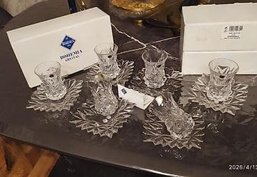 Çay dəsti, rəng - Ağ, Xrustal, Bohemia, Çexiya — 5