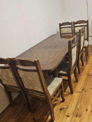 cay evi ucun dican stolar isdenmis: Qonaq otağı üçün, Açılan, Dördbucaq masa, 6 stul — 4