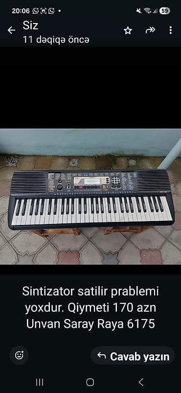 Yamaha PSR-195 sintezator - 61 ədəd tam ölçülü klaviş - Daxili