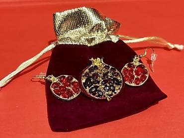 gizil sirga: Nar temalı zərgərlik dəsti - Tərkib: 1 ədəd nar formalı brosa və 1 — 1