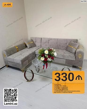 Künc divan – Kod: 2206 - Ölçülər: 260 × 160 sm - Mexanizm: Açılan — 1