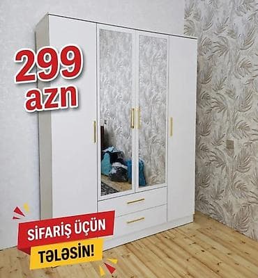balta: Ağ rəngdə, müasir dizayna malik paltar şkafı: - 3 qapılı konstruksiya — 1