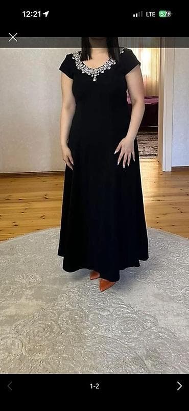 Ziyafət və xüsusi günlər üçün uzun qara don. Model uzun biçimdədir və — 1