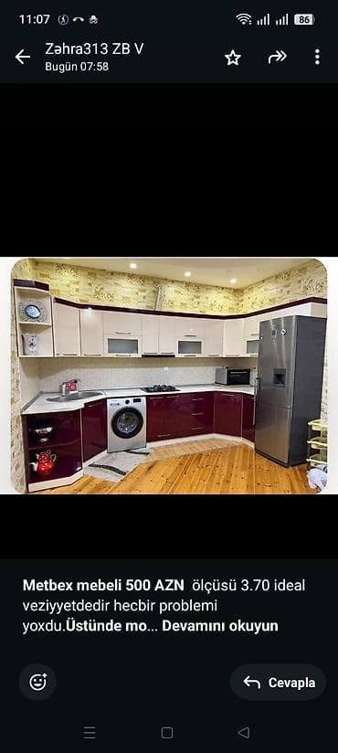 *Metbex mebeli 500 AZN* ölçüsü 3.70 ideal veziyyetdedir hecbir lalafo.az -da *Metbex mebeli 500 AZN* ölçüsü 3.70 ideal veziyyetdedir hecbir