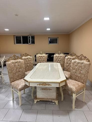 stol ustul: Klassik üslubda yemək otağı dəsti - Komplekt: 1 ədəd düzbucaqlı stol — 2