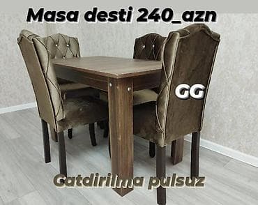 stulla: Sifarişlə masa ve 6 stul 330_azn.Ölçü 165×90.Açılan masa olduqda — 2