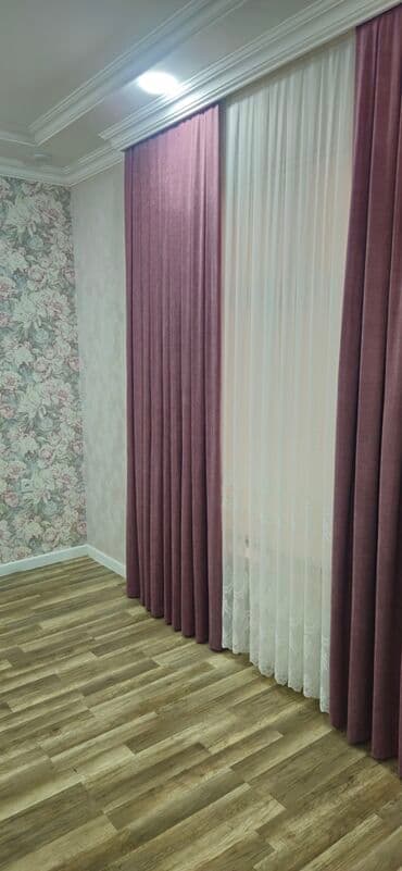 yataq otağı üçün pərdələr: İkiqat pərdə dəsti - Xarici qat: bənövşəyi/pudra tonlarında qalın — 4