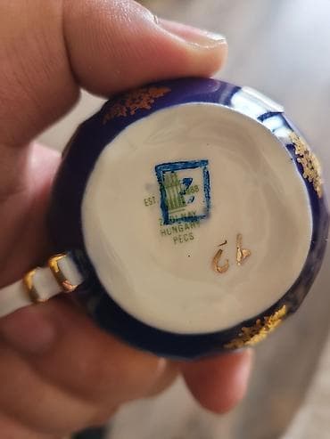 Çay dəsti, rəng - Göy, Farfor