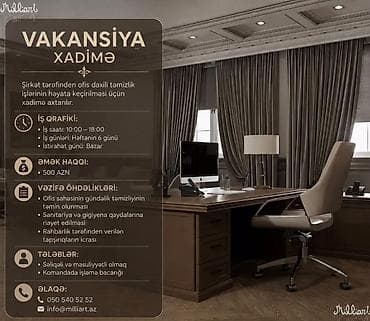 Xadimə tələb olunur, 6/1, Aylıq ödəniş lalafo.az -da Xadimə tələb olunur, 6/1, Aylıq ödəniş