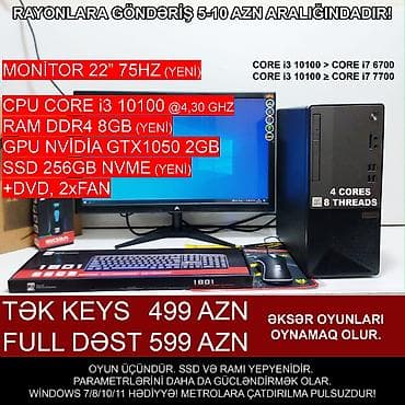 Kompüter ehtiyyat hissələri: Oyun üçün Kompüter "Gaming DDR4 Lenovo Core i3 10100 8GB Ram GTX1050 — 2