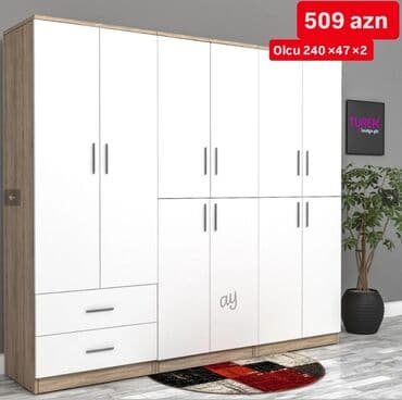 шкаф в зал: Yeni, Açılan, 6 qapı Düz dolab, Qarderob, paltar dolabı — 1