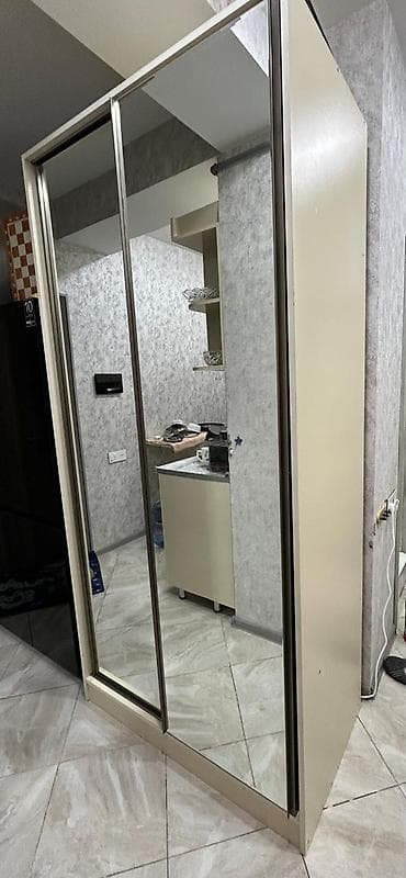 İşlənmiş, 2 qapılı, Güzgülü, Ağ, Taxta, Kupe, Düz dolab