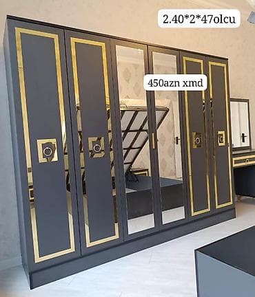 6 qapı, Güzgülü, Boz, Açılan, Düz dolab — 1