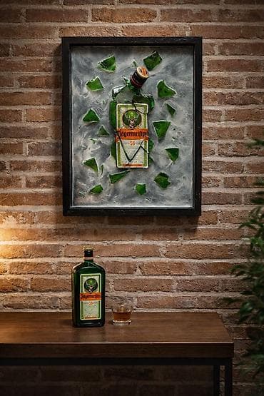 ваза под фрукты: Dekorativ divar əsəri – “Jägermeister Bottle Art” - Materiallar — 2