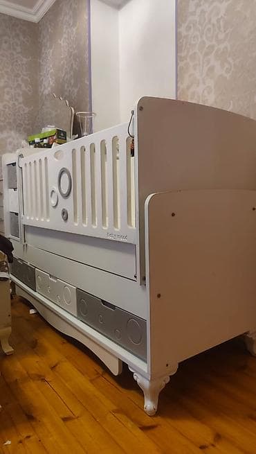 Uşaq beşiyi – “Baby Mood” model - Rəng: ağ-boz tonlarda - Material