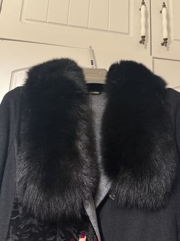 qadın gödəkçə: Qadın uzun palto – qara rəng Boynu temiz karakul 38 razmer Ici — 7