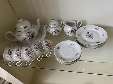 Çay dəsti, rəng - Ağ, Farfor, Bohemia, 6 nəfərlik, Çexiya — 1