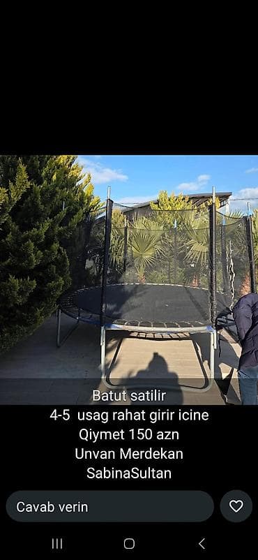 Batut – qoruyucu torlu, dayanıqlı metal karkaslı, dairəvi model