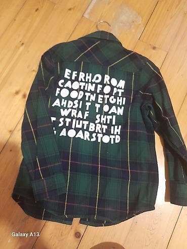 usag geyim: Uşaq köynəyi – yaşıl/qara rəngli, xətli (plaid) dizayn. - Brend: Favo — 2