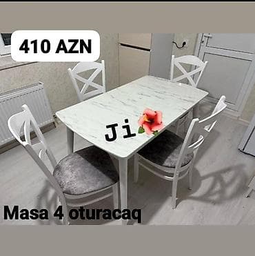 balkon stul: Mətbəx və yemək otağı üçün dəst: - 1 masa + 4 oturacaq - Rəng: ağ - — 1