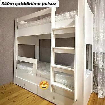 Oğlan və qız üçün, Çarpayı, Matras ilə, Siyirməli, Taxta