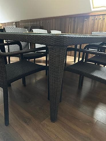 masaustu dest: Balkon üçün, İşlənmiş, Açılmayan, Dördbucaq masa, 8 stul — 1