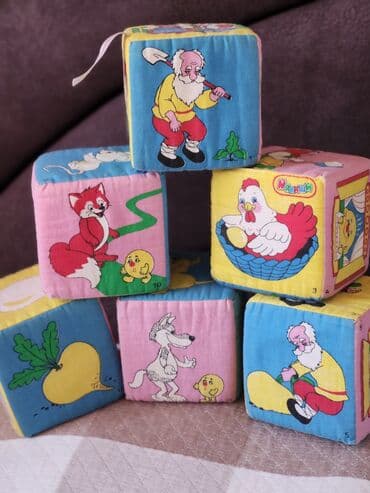 советские игрушки: Мягкие игрушки-кубики. Сказки " Колобок", " Курочка Ряба", "Репка" — 1