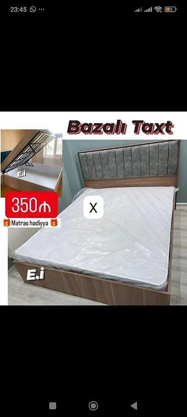 islenmis matras: Bazalı taxt - Ölçü: standart iki nəfərlik (şəkillərdə göstərilən). - — 1