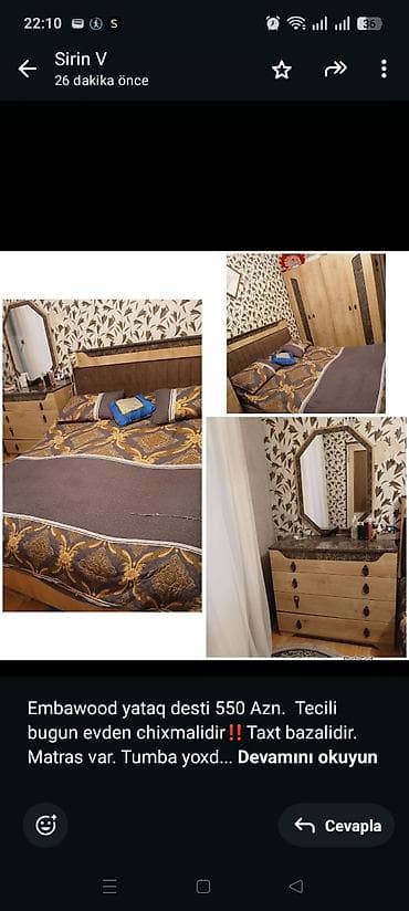Embawood yataq desti 550 Azn. Tecili bugun evden chixmalidir‼️Taxt — 1