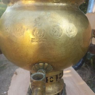 antik samovar: Məhsul: Pirinçdən qədim kömürlü samovar Təsvir: - Material: tam — 5