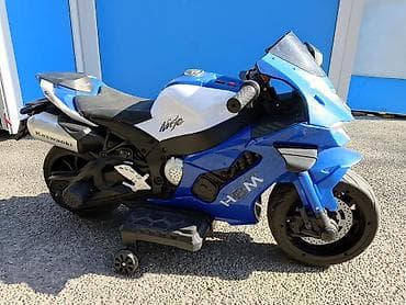 Uşaq üçün elektrikli motosiklet – sport dizayn - Rəng: mavi-ağ, sport — 1