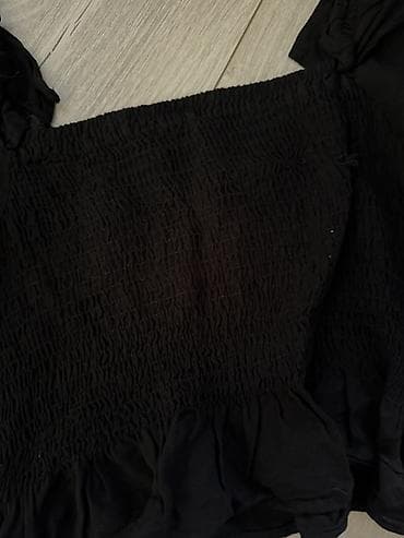 Другая женская одежда: Qara qısa bluz - Model: kvadrat yaxa, elastik “smocked” bədən hissəsi — 3