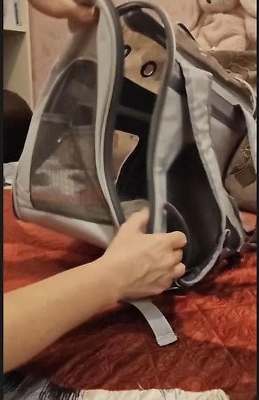 Ev heyvanları üçün daşıma çantası/backpack tipli daşıyıcı. Açıq boz