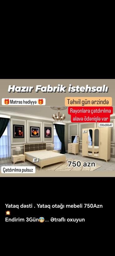 qiz ucun kravatlar: 2 təknəfərlik çarpayı, Dolab, Komod, Termo, Türkiyə, Yeni — 5